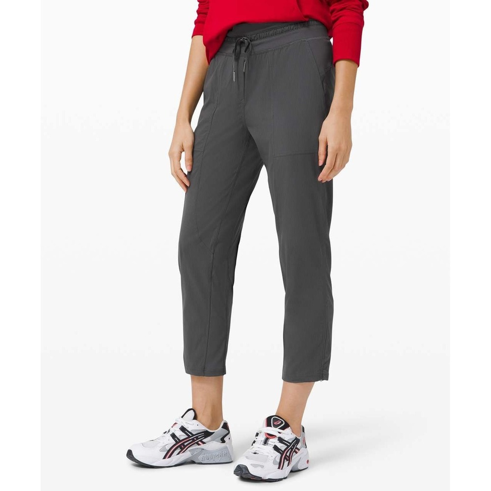 Lululemon Dance Studio Crop Pants 25" Size 6 Graphite Gray Stripe Lightweight - Picture 3 of 16
